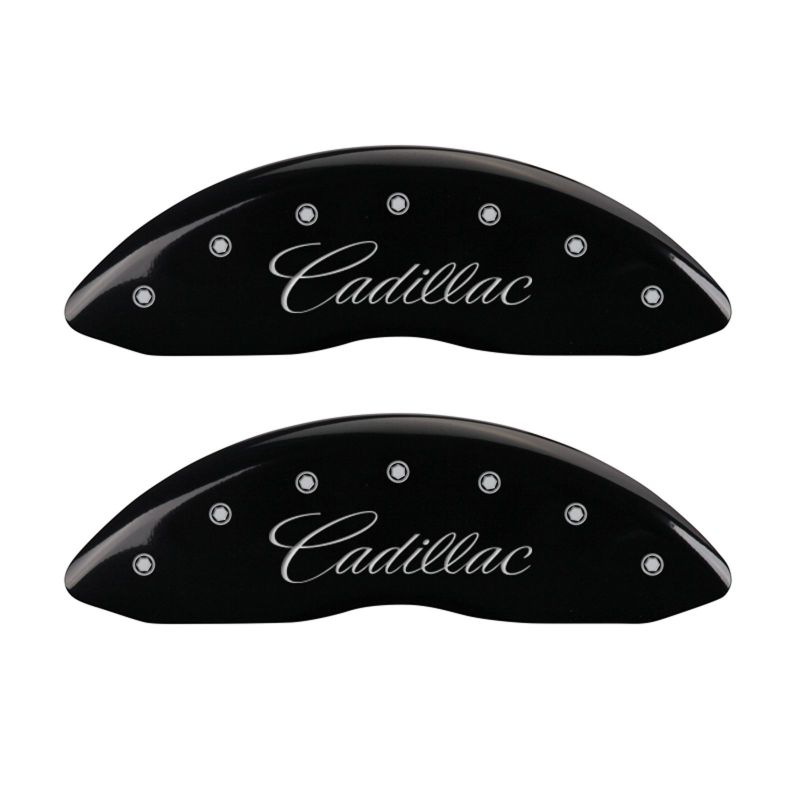 MGP 4 Caliper Covers Engraved Front Cursive/Cadillac Engraved Rear SRX Black finish silver ch thumbnail 4