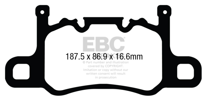 EBC 13-15 Porsche 911 (991) (Cast Iron Rotor only) 3.8 GT3 Yellowstuff Rear Brake Pads thumbnail 6