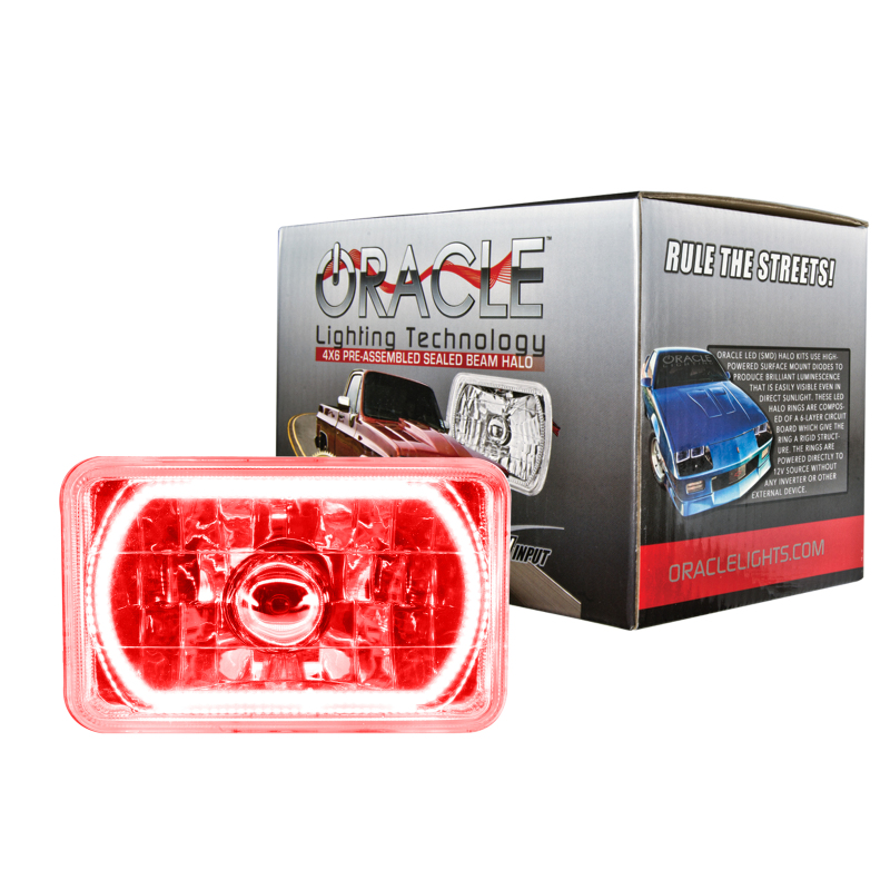 Oracle Pre-Installed Lights 4x6 IN. Sealed Beam - Red Halo thumbnail 2