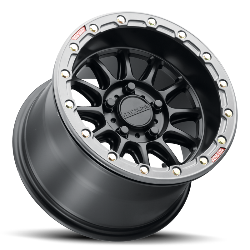 Raceline A14BG Alpha 15x7in/4x156 BP/10mm Offset/132.5mm Bore - Black & Gunmetal Ring Beadlock Wheel thumbnail 2