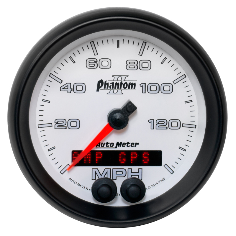 Autometer Phantom II 3-3/8in 0-140MPH In-Dash Electronic GPS Programmable Speedometer thumbnail 3