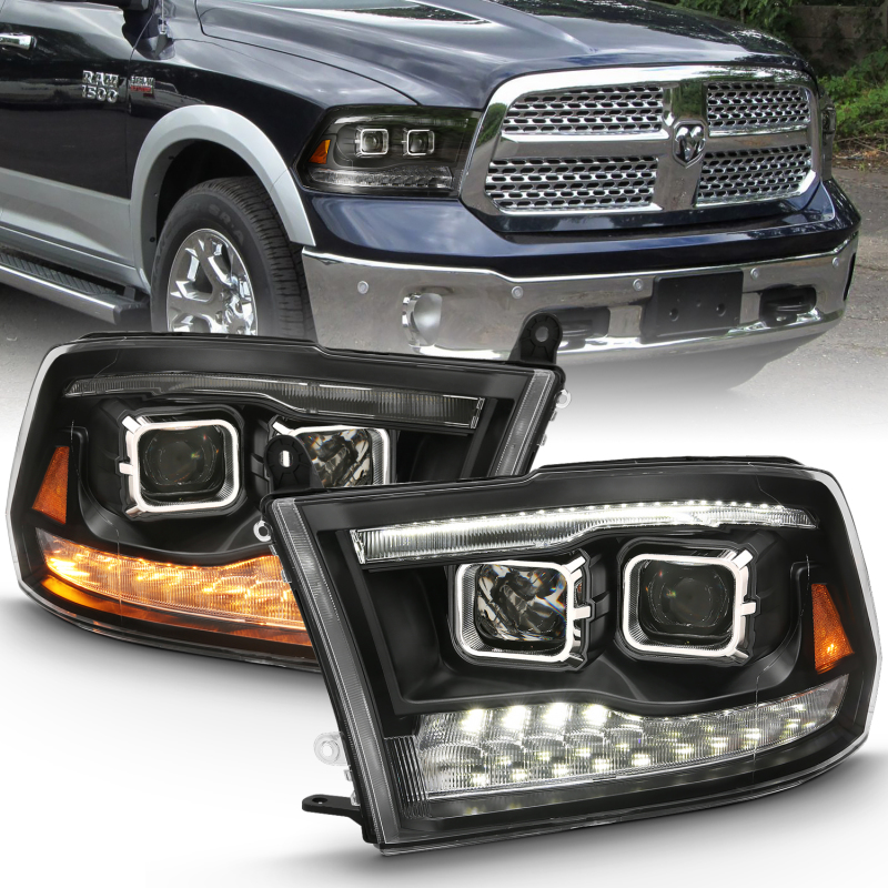 ANZO 2009-2018 Dodge Ram 1500 Projector H.L. Switchback Black Amber thumbnail 7