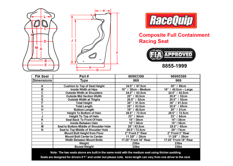 Racequip RQP Racing Seats