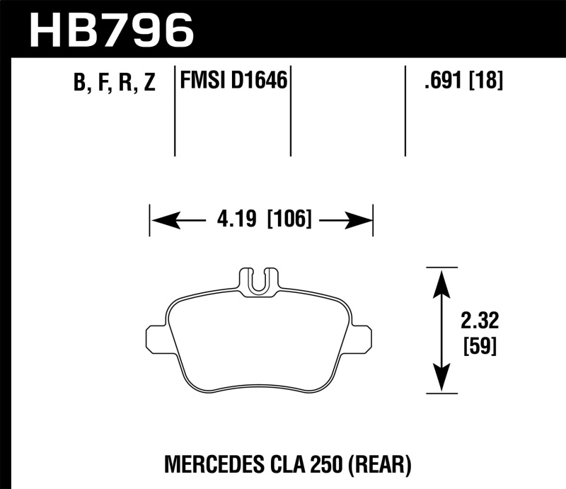 Hawk 14-17 Mercedes-Benz CLA 250 HPS 5.0 Rear Brake Pads thumbnail 6