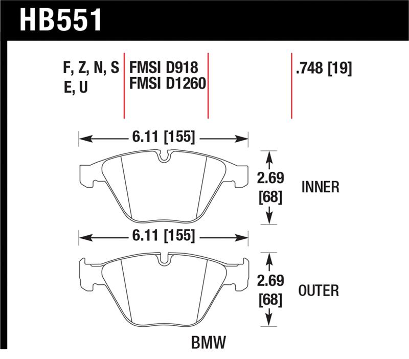 Hawk 07-09 BMW 335d/335i/335xi / 08-09 328i/M3 Performance Ceramic Street Front Brake Pads