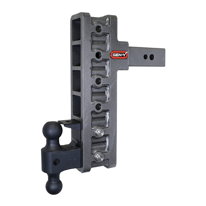 Gen-Y Mega Duty 2.5in Shank 12in Offset Drop 32K Hitch w/GH-0161 Dual-Ball/GH-0162 Pintle Lock
Drop Hitch