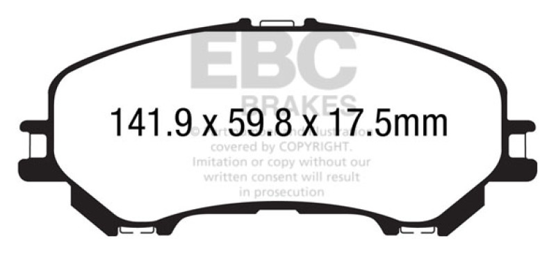 EBC 14+ Nissan Rogue 2.5 2 row seating Ultimax2 Front Brake Pads thumbnail 5