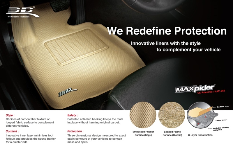 3D MAXpider 2016-2021 Honda Pilot Cross Fold (Behind 2nd Row) Kagu Cargo Liner - Black thumbnail 2