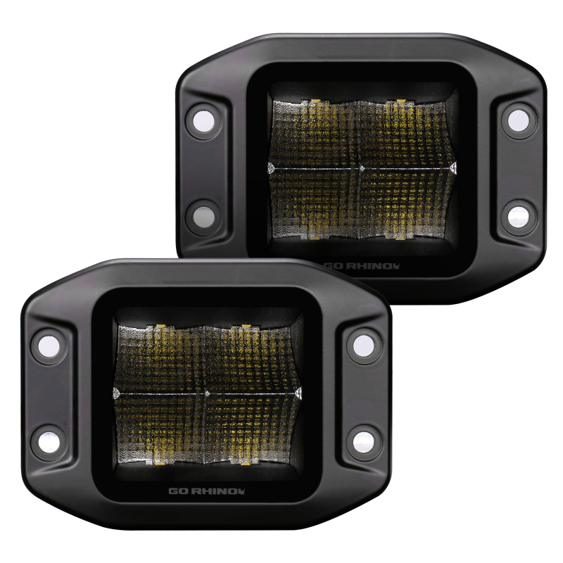 Go Rhino Xplor Blackout Series Cube LED Flood Light Kit (Flush Mount) 3x3 - Blk (Pair) thumbnail 4