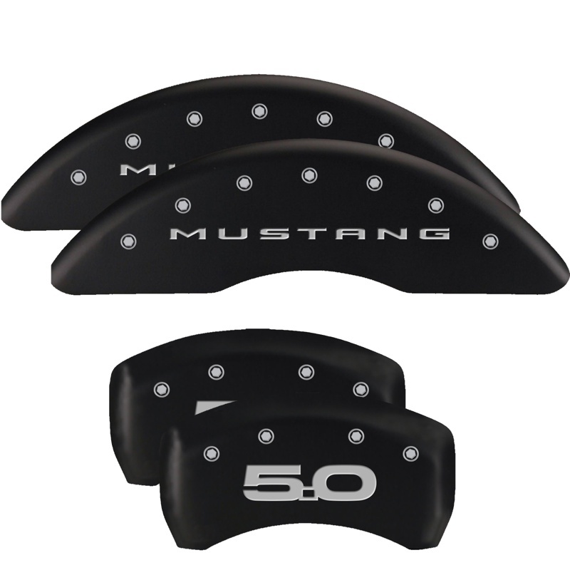 MGP 4 Caliper Covers Engraved Front 2015/Mustang Engraved Rear 2015/37 Black finish silver ch thumbnail 7