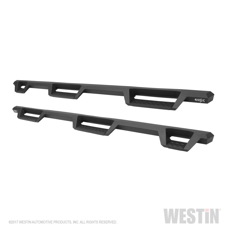 Westin 99-16 Ford F-250/350/450/550 CC (6.75ft Bed) HDX Drop Whl to Whl Nerf Step Bars - Text Blk thumbnail 3