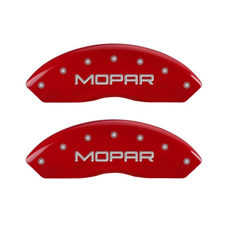 MGP 4 Caliper Covers Engraved Front & Rear MOPAR Red finish silver ch thumbnail 7