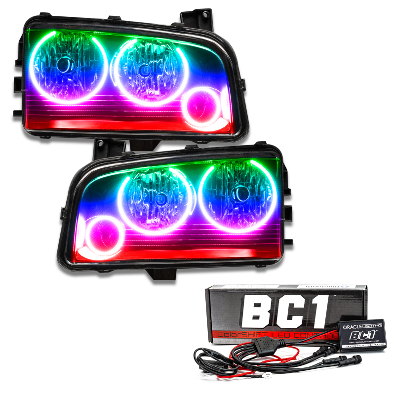 Oracle 05-10 Dodge Charger SMD HL (Non-HID) - Triple Halo - ColorSHIFT w/ BC1 Controller thumbnail 2