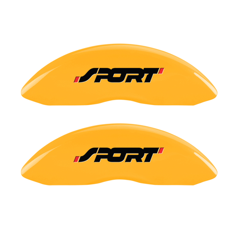 MGP 4 Caliper Covers Engraved Front & Rear No bolts/Sport Yellow finish black ch thumbnail 4