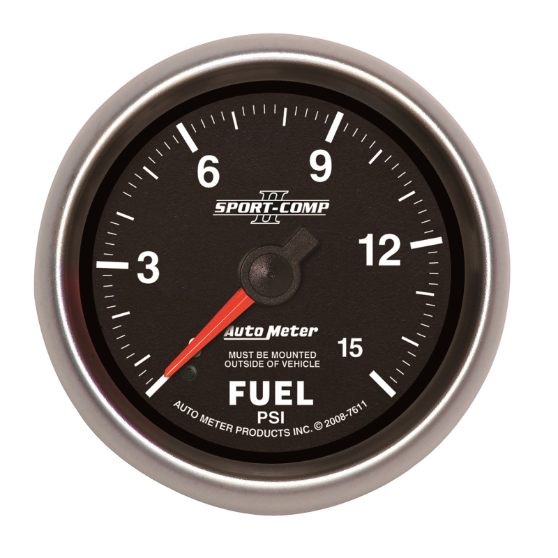 Autometer Sport-Comp II 2-5/8in Mechanical 15PSI Fuel Pressure Gauge thumbnail 4