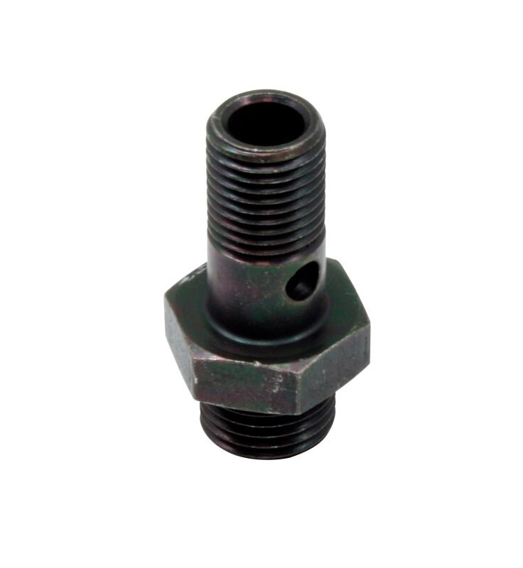 AEM High Volume Fuel Rail Banjo Fitting w/ Hole - Male -6AN ORB thread (9/16in -18) thumbnail 2