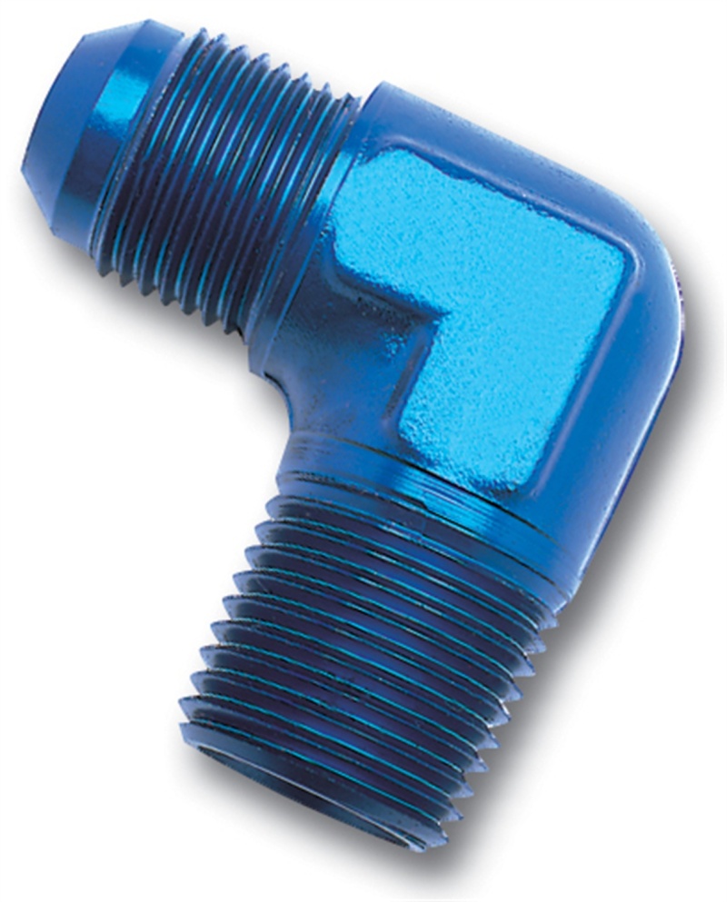 Russell Performance -6 AN to 1/4in NPT 90 Degree Flare to Pipe Adapter (Blue) thumbnail 9