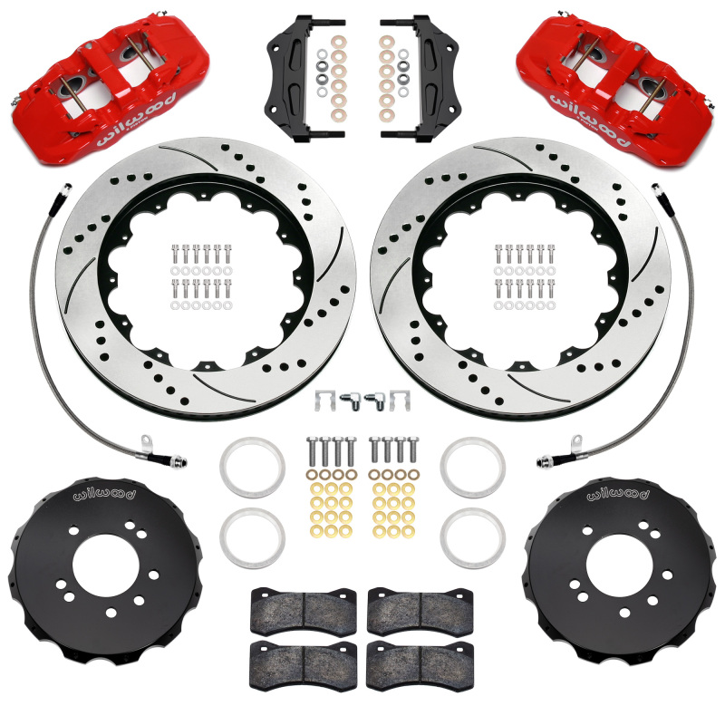 Wilwood 89-98 Nissan 240SX/89-94 Skyline/90-96 300ZX Aerolite 6R Front BBK w/ 14in D/S Rotors - Red