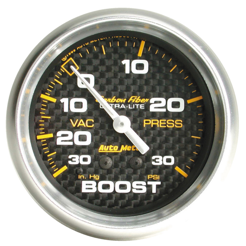 Autometer Carbon Fiber 52mm 30 PSI Mechanical Boost Gauge thumbnail 3