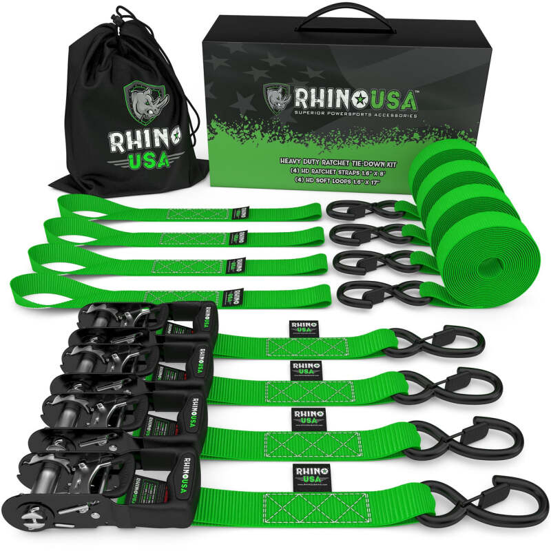 Rhino USA Heavy Duty Ratchet Tie-Down 4-Pack Green 1.6In X 15Ft
Tie Down