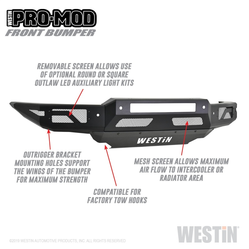 Westin 19-21 Ford Ranger Pro-Mod Front Bumper - Tex. Blk thumbnail 6