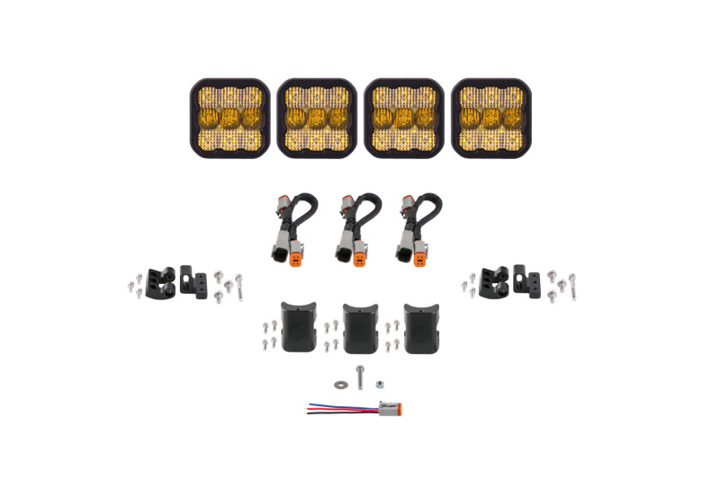 Diode Dynamics SS5 Sport Universal CrossLink 4-Pod Lightbar - Yellow Combo thumbnail 2
