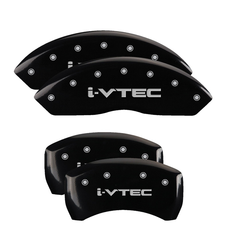MGP 4 Caliper Covers Engraved Front & Rear I-Vtec Black Finish Silver Char 2019 Acura RDX thumbnail 3