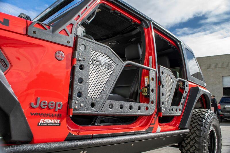 DV8 Offroad Jeep 18+ Wrangler JL / 20+ Gladiator JT Rear Rock Doors w/ Perforated Aluminum Mesh thumbnail 6