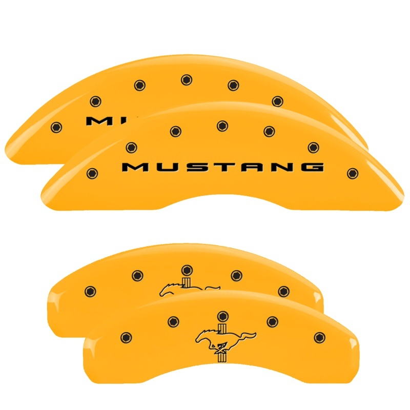 MGP 4 Caliper Covers Engraved Front 2015/Mustang Engraved Rear 2015/Bar & Pony Yellow fnsh black ch thumbnail 6
