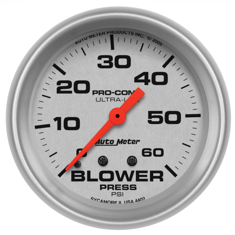 Autometer Ultra-Lite 2-5/8in Blower Pressure Gauge - 60PSI / Mechanical thumbnail 3