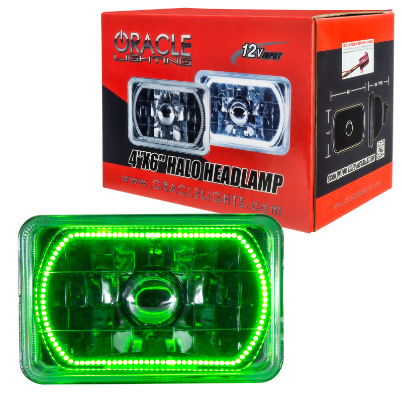 Oracle Pre-Installed Lights 4x6 IN. Sealed Beam - Green Halo thumbnail 4