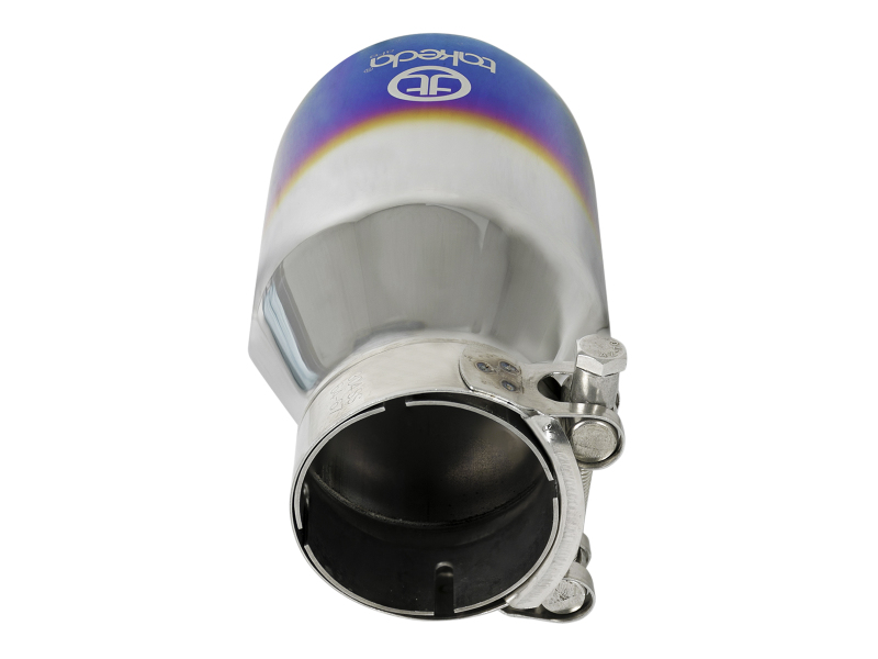 aFe Takeda 304 Stainless Steel Clamp-On Exhaust Tip 2.5in Inlet / 4in Outlet - Blue Flame thumbnail 8