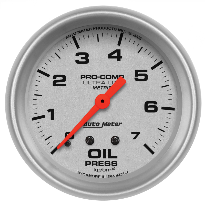 Autometer Ultra-Lite 66.7mm METRIC 0-7 Kg/CM 2 Oil Pressure Mechanical Gauge thumbnail 3