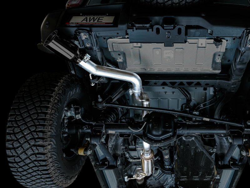 AWE Tuning 2021+ Ford Bronco 0FG Single Rear Exit Exhaust w/Diamond Black Tip & Bash Guard thumbnail 6
