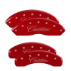 MGP 4 Caliper Covers Engraved Front & Rear Cursive/Cadillac Red finish silver ch thumbnail 5
