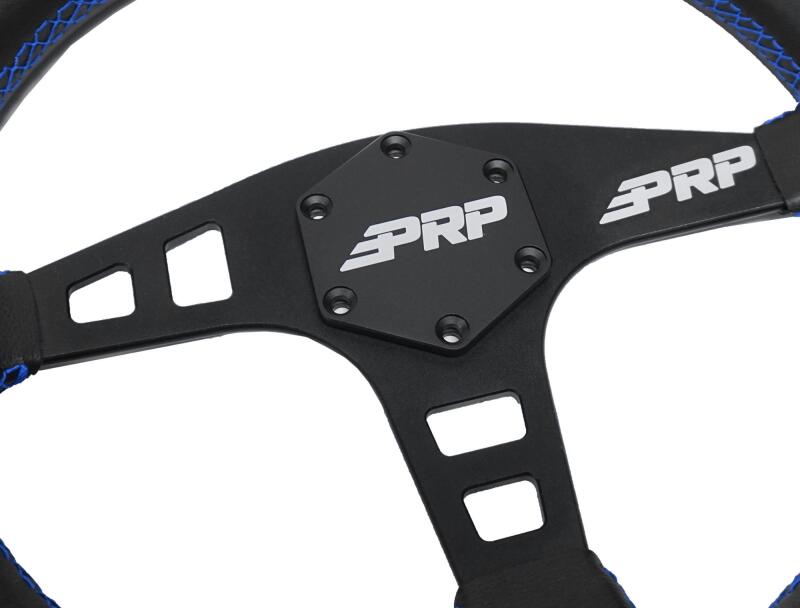 PRP Flat Leather Steering Wheel - Blue