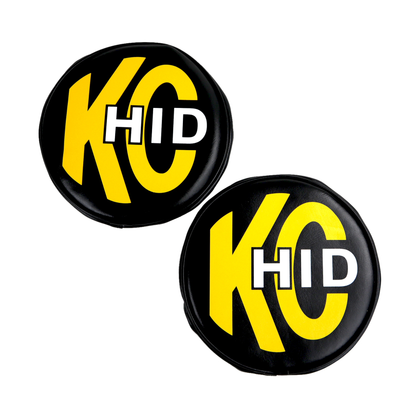 KC HiLiTES 8in. Round Soft Cover HID (Pair) - Black w/Yellow Brushed KC Logo thumbnail 3