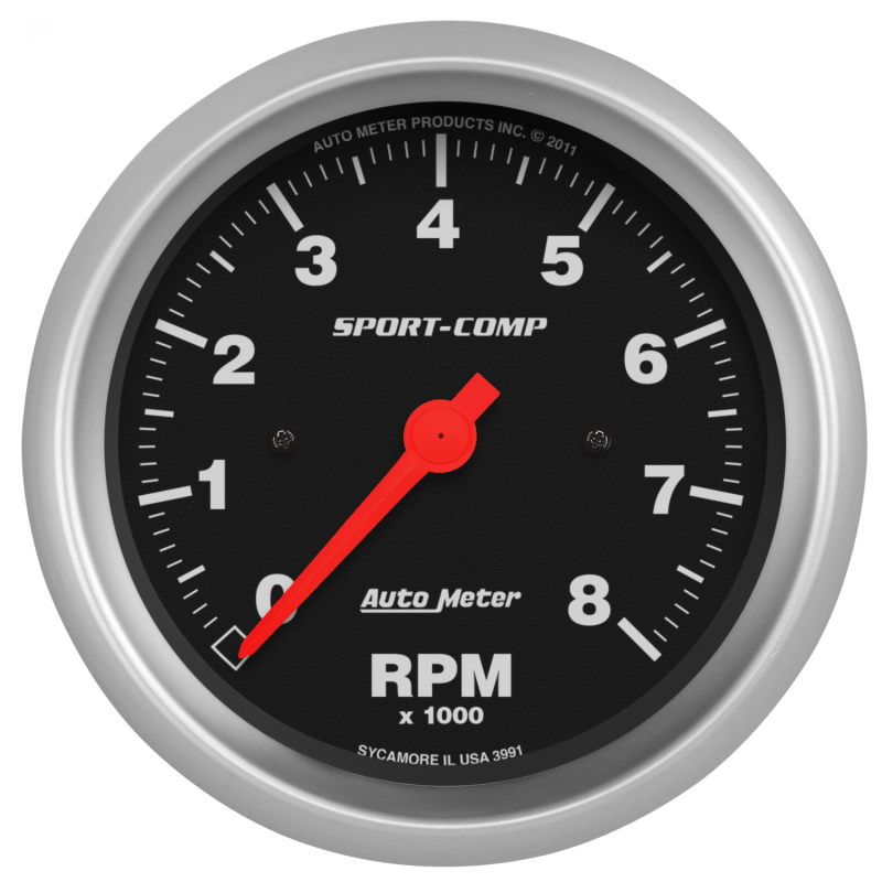 Autometer Sport-Comp 3-3/8 inch 8000 RPM Electronic In Dash Tach thumbnail 4