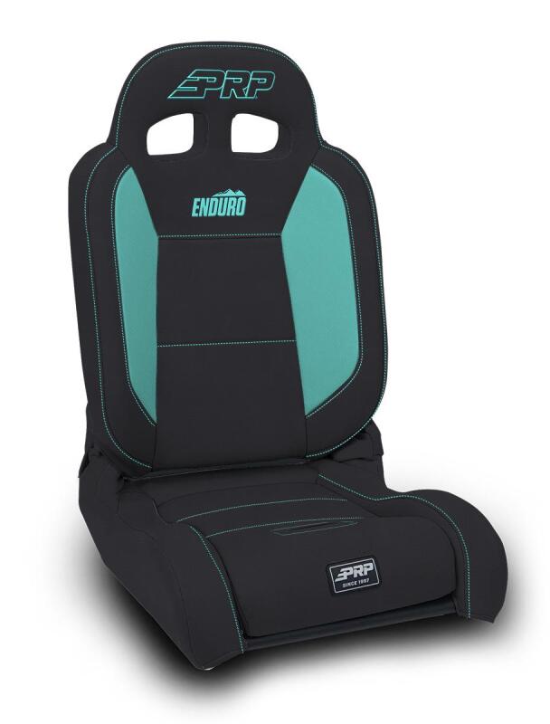 PRP EnduroDaily Reclining Suspension Seat - Black/Teal Vinyl - Passenger