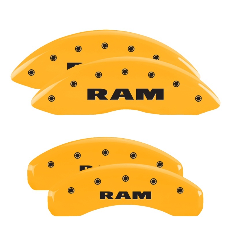 MGP 4 Caliper Covers Engraved Front & Rear RAM Yellow finish black ch thumbnail 7