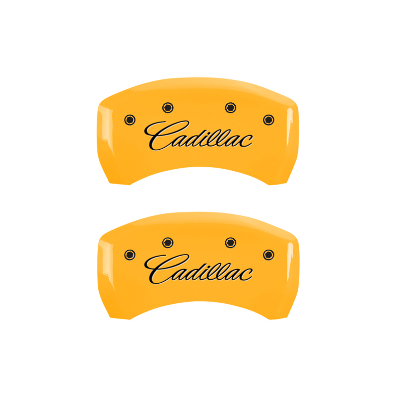 MGP 4 Caliper Covers Engraved Front & Rear Cursive/Cadillac Yellow finish black ch thumbnail 9