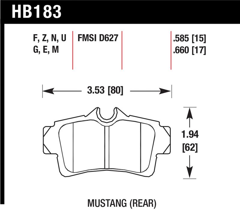 Hawk 94-04 Ford Mustang Performance Ceramic Street Rear Brake Pads