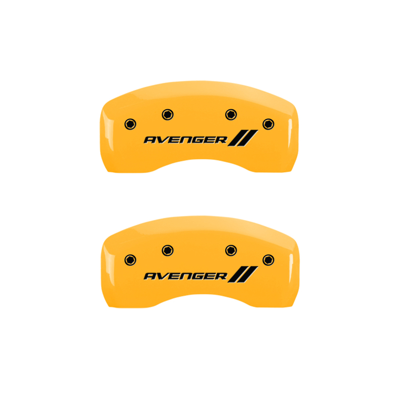 MGP 4 Caliper Covers Engraved Front & Rear With stripes/Avenger Yellow finish black ch thumbnail 9