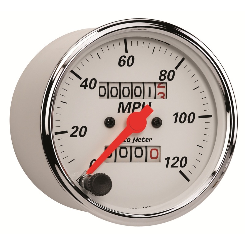 Autometer Arctic White 3-1/8in 0-120 MPH Mechanical Speedometer Gauge thumbnail 9