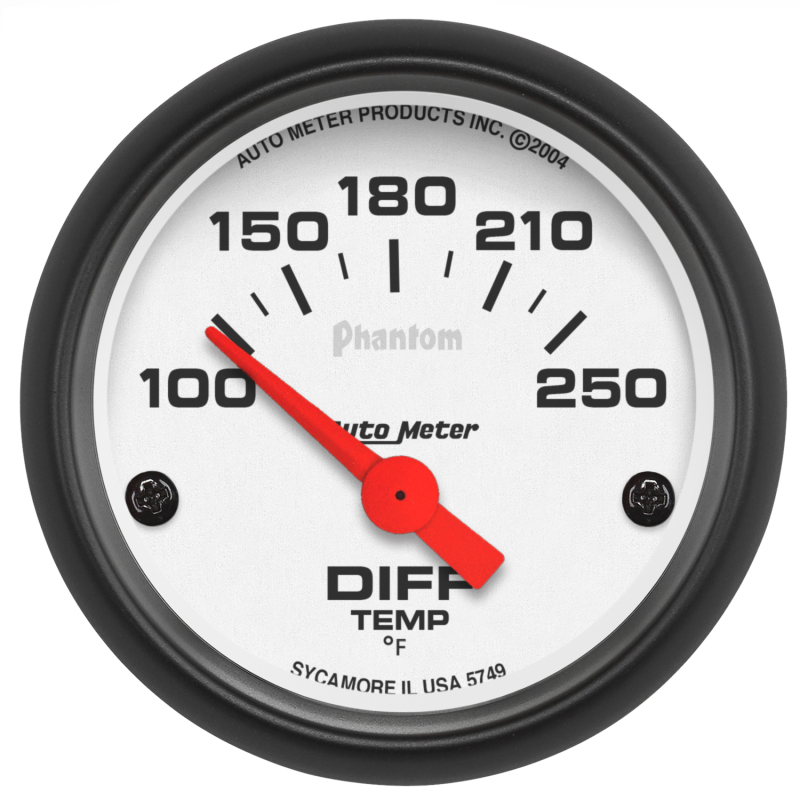 Autometer Phantom 52mm 2 Diff Temp. 100-250F Electronic Gauge Kit thumbnail 2