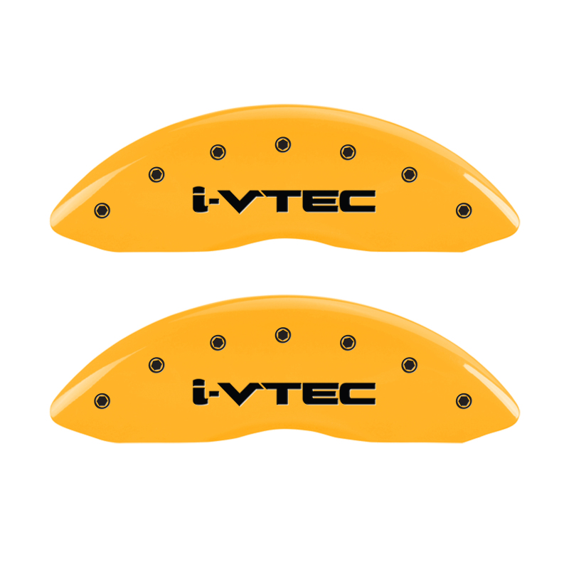 MGP 4 Caliper Covers Engraved Front & Rear I-Vtec Yellow Finish Black Char 2017 Acura ILX thumbnail 3