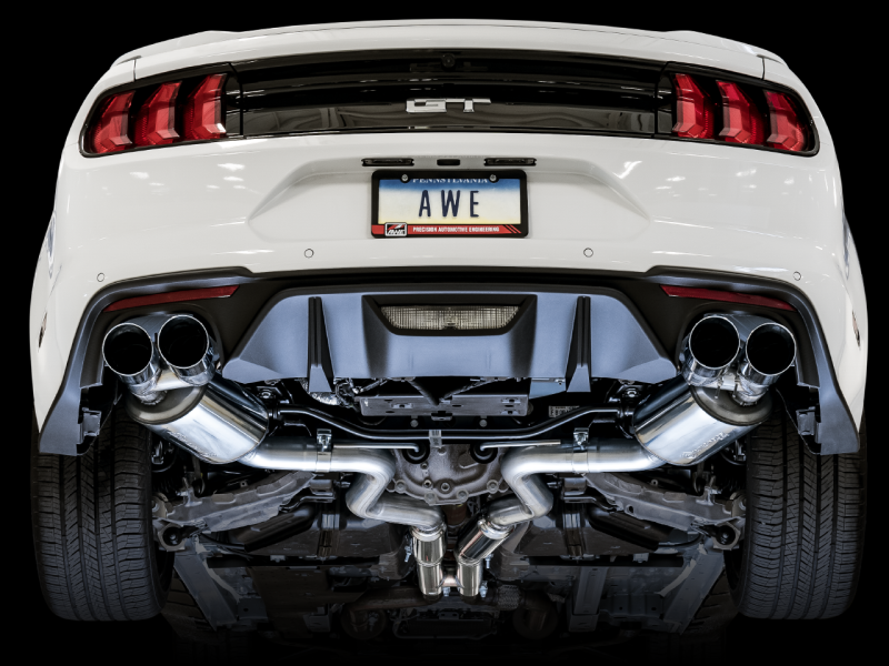 AWE Tuning 2018+ Ford Mustang GT (S550) Cat-Back Exhaust - Touring Edition (Quad Chrome Silver Tips) thumbnail 6