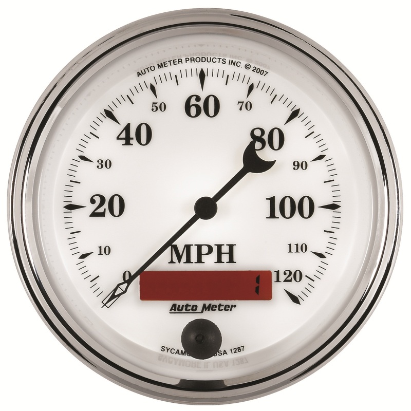 AutoMeter Gauge Speedometer 3-3/8in. 120MPH Elec. Prog. W/ Lcd Odo Old Tyme Wht II thumbnail 8