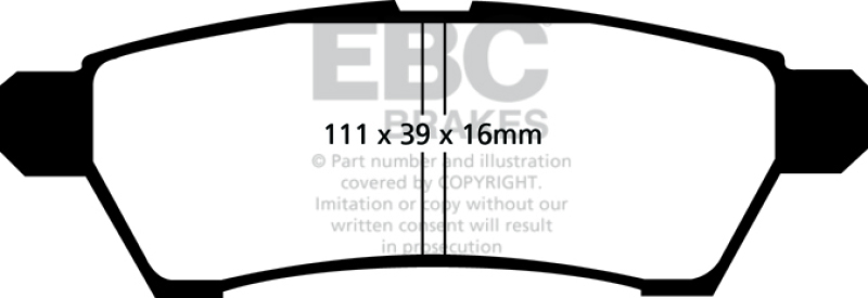 EBC 05+ Nissan Frontier 2.5 2WD Yellowstuff Rear Brake Pads thumbnail 5