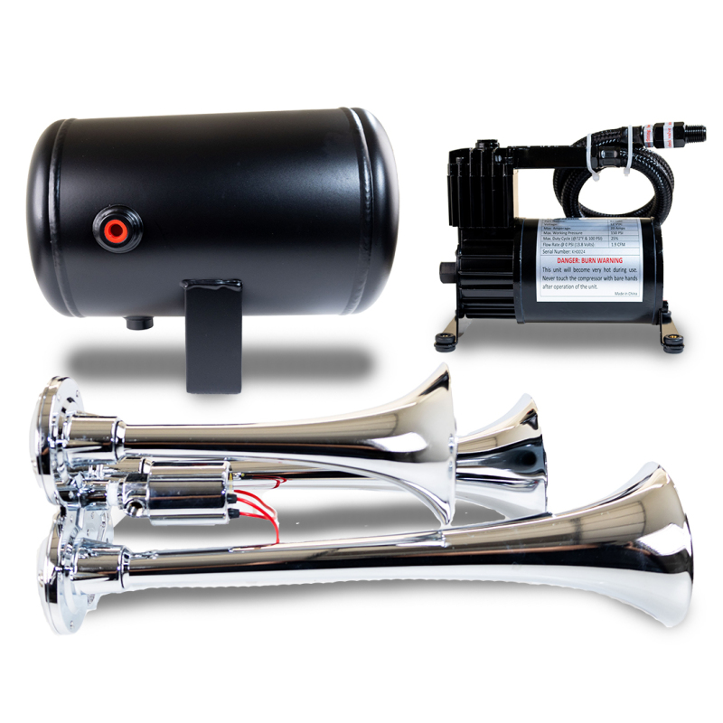 Kleinn Triple Chrome Horn Kit w/ 130 PSI Air Compressor / 1.0 gal Air Tank thumbnail 4